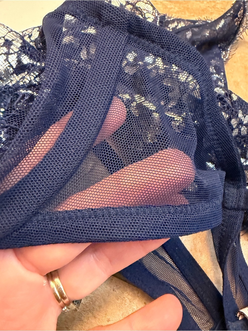 VICTORIA’S SECRET Glamorous High Neck Wicked Metallic Lace Demi Bra Size 32 C - Picture 9 of 10